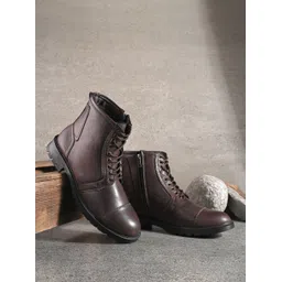 Roadster Men Brown Faux Leather Casual Lace Up Boots Boots For Men