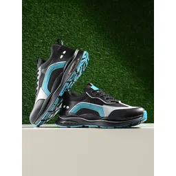 The Roadster Lifestyle Co. Men Black & Blue Colourblocked Lightweight Sneakers