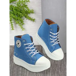 Girls High Ankle Denim Whiter Boots Boots For Women