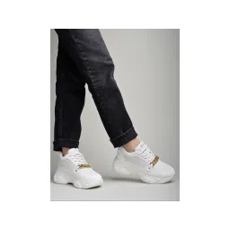 Shoetopia Chain Detailed White Sneakers for Women