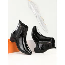 Dressberry Women Black Faux Leather Pro Guard Ankle Casual Boots Boots For Women