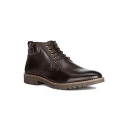 Bata Men Textured Round Toe Leather Regular Boots