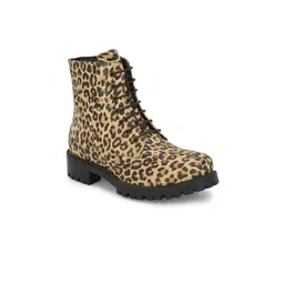 CARLO ROMANO Women Animal Printed Leather High Ankle Boots