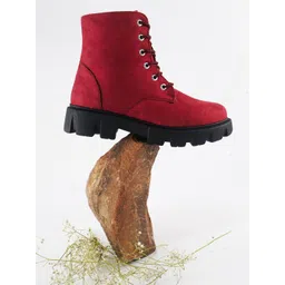 Try Me Women Mid Top Suede Platform-Heeled Regular Boots