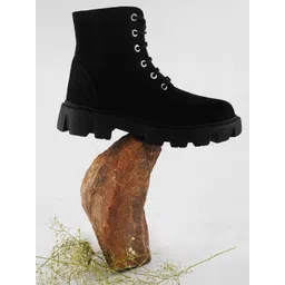 Try Me Women Mid Top Suede Platform-Heeled Regular Boots