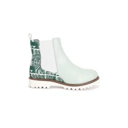 yoho Women Printed High-Top Lightweight Round Toe Block Heeled Chelsea Boots