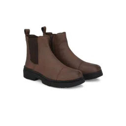 Delize Men Brown Solid Vegan Leather Chelsea Boots