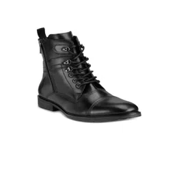 Teakwood Leathers Men Mid Top Block Heel Leather Biker Boots