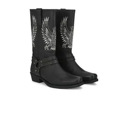Delize Men Embroidered Leather Riding Boots