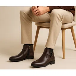 Men’s Stylish Vegan Leather with Side Zipper Boots For Men