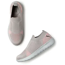 Women's Grey Woven Design Slip-On Sneakers Walking Shoes For Women