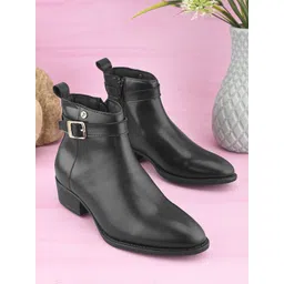 EL PASO Women Black Faux Leather Casual Chelsea Boots Boots For Women