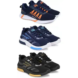 rkm Sport Shoe LaceUp Lightweight Multicolour Running Shoes For Men Pack Of 3 Running Shoes For Men