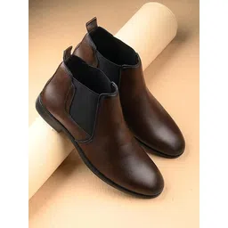 Boys And Men Casual Comfortable Chelsea Slip-On Outdoor Synthetic Leather Boots For Men