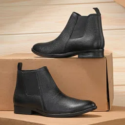 Men Chelsea Zip Leather Dress Boots Comfortable Boots For Men