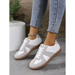 Colorblock Flat Sneakers with Ultra Soft Cushion Lace-Up All-Day Comfort Shoes| Sneakers For Women