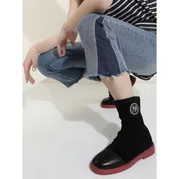 LULU & SKY Men Block-Heeled Slouchy Boots