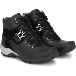 Leatherette Black Edition Lace-Up High Ankle Length Casual Long Boots For Men Boots For Men