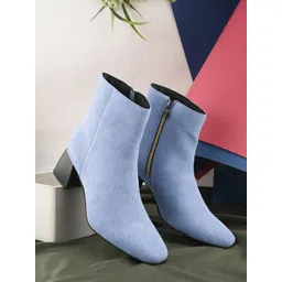 EL PASO Women Blue Faux Leather Casual Chelsea Boots Boots For Women