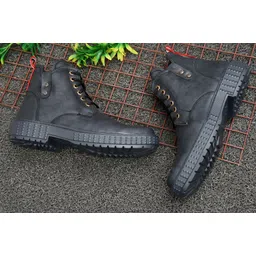 Men's Casual Outdoor High Top Lace Up Boots, Comfortable Hiking and Trekking Boots For Men