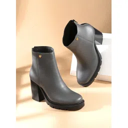 EL PASO Women Grey Faux Leather Casual Chelsea Boots Boots For Women