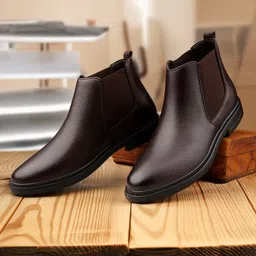 Popular Brown Chelsea Boot Synthetic Leather For Men Boots For Men